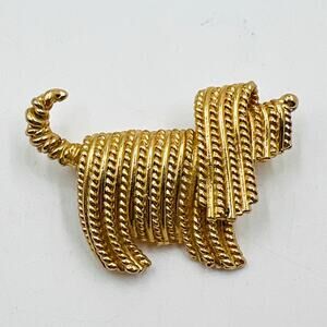 Napier Gold Tone Shaggy Dog Brooch Sheep Dog Komondor Puli Poodle Bergamasco